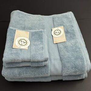 4pc MAISONETTE Boutique Egyptian Cotton Bath Towel Set - LOFT - Harborblue